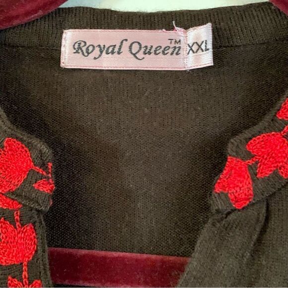 Royal Queen Dress Knit Embroidered Side Slits Pockets Sz XXL Gorgeous - Picture 6 of 7